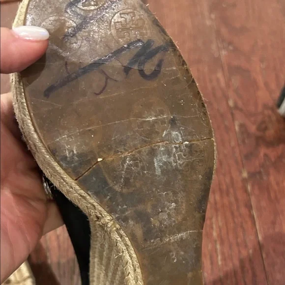 Tory Burch Black Wedge Espadrille Shoes - Picture 11 of 11